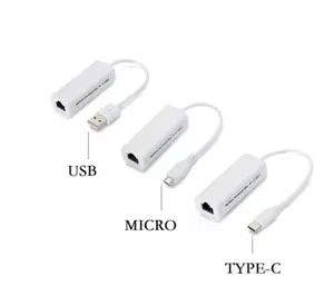 Kabel Internet USB mikro Tipe C ke kartu jaringan LAN, USB mikro Tipe C ke jaringan LAN RJ45 10/100Mbps untuk Android PC Laptop Tablet Windows XP Vista sedang dalam promosi