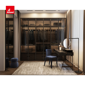 AllandCabinet <span class=keywords><strong>Armoire</strong></span> de rangement pour coiffeuse à portes coulissantes <span class=keywords><strong>avec</strong></span> <span class=keywords><strong>porte</strong></span> en verre et îlot Placard de luxe pour chambre - Product Image 2