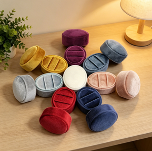 <b>Velvet</b> Ring <b>Box</b> with 3 Compartments, Multi-Color <b>Jewelry</b> Storage for Rings, Earrings, Gifts - Product Image 5