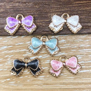 จี้โบว์เคลือบสีสันสดใส โลหะผสมสังกะสี ขนาดกลาง สำหรับทำเครื่องประดับ DIY - Product Image 2