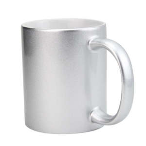 Silver Coated Ceramic <b>Mug</b> 350ml Sublimation Ready For Business Gifts - Product Image 1