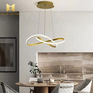 Lustre double anneau en silicone, style nordique minimaliste, design créatif américain, luxe léger, pour restaurant, cuisine, salon et chambre - Product Image 3