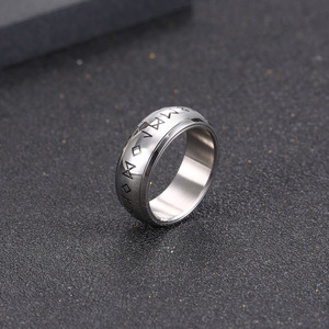 <b>Titanium</b> Steel <b>Ring</b> <b>Men</b> Letter Symbol Rotating Band Fashion Jewelry Gift SA1110 - Product Image 4