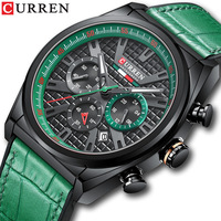 CURREN 8392 Montre Bracelet Quartz Affaires Décontractée pour Homme, Six Aiguilles, Date Automatique, Étanche, Bracelet en Cuir et Boîtier en Alliage