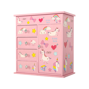Scatola Portagioie in Legno Premium per Ragazze Ever Bright, con Cassetti Multipli, Unicorno, Carosello Musicale a Manovella, Durata del Suono 30 Secondi - Product Image 1