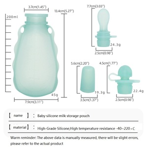 BPA Free <b>Silicone</b> Milk Storage Pouch Cartoon Print 150ml Portable Handle Ideal for Manual <b>Breast</b> Pumping and Frozen Storage - Product Image 1