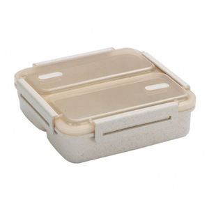 Boîte à lunch bento en paille de blé écologique à grande capacité 1100 ml, simple couche, 3 compartiments, pour l'école, le bureau, les pique-niques et les voyages - Product Image 1