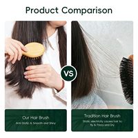 Ensemble de brosses à cheveux en bambou 4 pièces Kit de peigne démêlant avec fonction de palette pour femmes hommes enfants de tous types de cheveux Livré dans une boîte cadeau