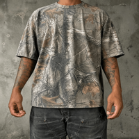 T-shirt graphique pour homme Hong Guan, été, coton biologique personnalisé, camouflage, col rond, coupe ample, manches courtes