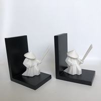 Porte-livres en bois géométrique Art Déco, samouraï blanc abstrait, ensemble de guerriers pour la décoration de la maison, salon, bureau, étagère, ornement