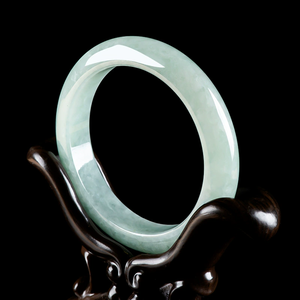 Natural Myanmar genuine jadeite greenish clear round bracelet, auspicious bracelet, ice-grade <b>jade</b> bracelet - Product Image 1