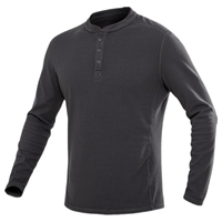Kaus Henley Pria kualitas tinggi lapisan dasar Fit ramping ketat taktis untuk olahraga luar ruangan musim semi musim gugur