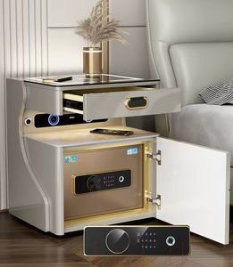 Mesa de Noche Inteligente con Almacenamiento, Carga Inalámbrica, 3 <span class=keywords><strong>Cajones</strong></span>, Cerradura de Huella Digital Segura, Luz LED, Mueble de Dormitorio, Venta al por Mayor - Product Image 4