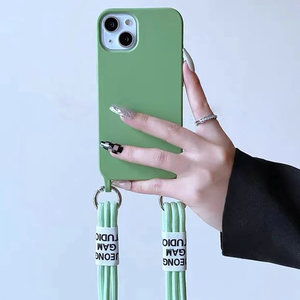 Funda de teléfono Tpu para Iphone con cordón, diseño de borde de color caramelo, estampado con eslogan, compatible con Iphone 12, 13, 14 - Product Image 2