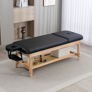 Table de massage professionnelle robuste 300 kg en bois de hêtre massif, dossier réglable pliable, mousse haute densité, lit de <span class=keywords><strong>spa</strong></span>, salon, hôtel - Product Image 3