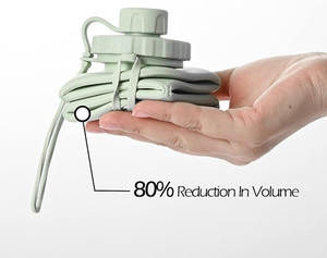 가볍고 내구성이 뛰어난 헬스장, 여행, 캠핑, 하이킹용 휴대용 재사용 가능한 실리콘 접이식 스포츠 물병 - Product Image 4