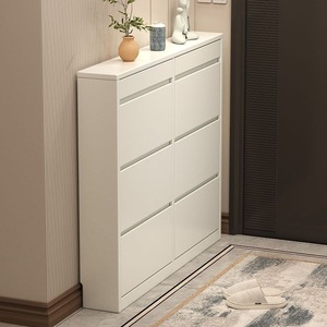 Scarpiera Moderna Ultra Sottile in Legno Massello con Apertura a Ribalta, Mobile Contenitore per Scarpe da Ingresso, Stile Salvaspazio per Piccoli Ambienti, Scarpiera Semplice per Uso Domestico - Product Image 4