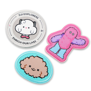 Fashionable Circle Shape Custom Western Logo Cute Character Woven Patch Weaving <b>Machine</b> Hook and Loop Patches - Product Image 4