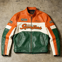 Veste en cuir de moto pour homme, style américain vintage, patchwork, logo personnalisé OEM, fabrication en gros pour usine de vêtements