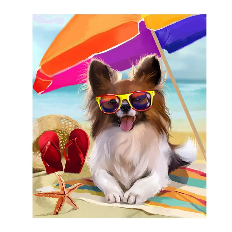 paintboy lovely beach dog diy art modern wall decoration diamond painting