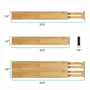 Ensemble de séparateurs de tiroirs en bambou <span class=keywords><strong>DIY</strong></span> pour salle de bain, tiroirs de <span class=keywords><strong>bureau</strong></span> et organisation de l'espace - Product Image 2