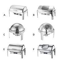 FLEY Réchaud de buffet en acier inoxydable antirouille à couvercle roulant, chauffe-plats portable à gaz 9L, matériel de restauration pour hôtels, banquets et buffets