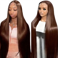 Wig Rambut Manusia Cokelat Kemerahan 13x4 HD Lace Front Wig Ombre Cokelat Lurus Rambut Manusia Brazil Mentah Tanpa Lem Vendor Wig