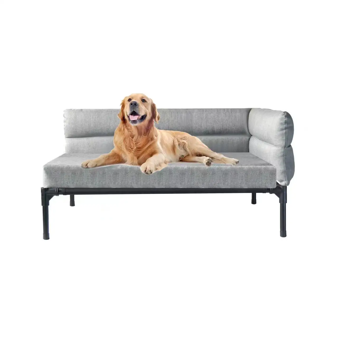 Color personalizado a prueba de aceite Anti incrustante de lujo antideslizante cama para mascotas Marco de hierro resistente elevado perro sofá cama