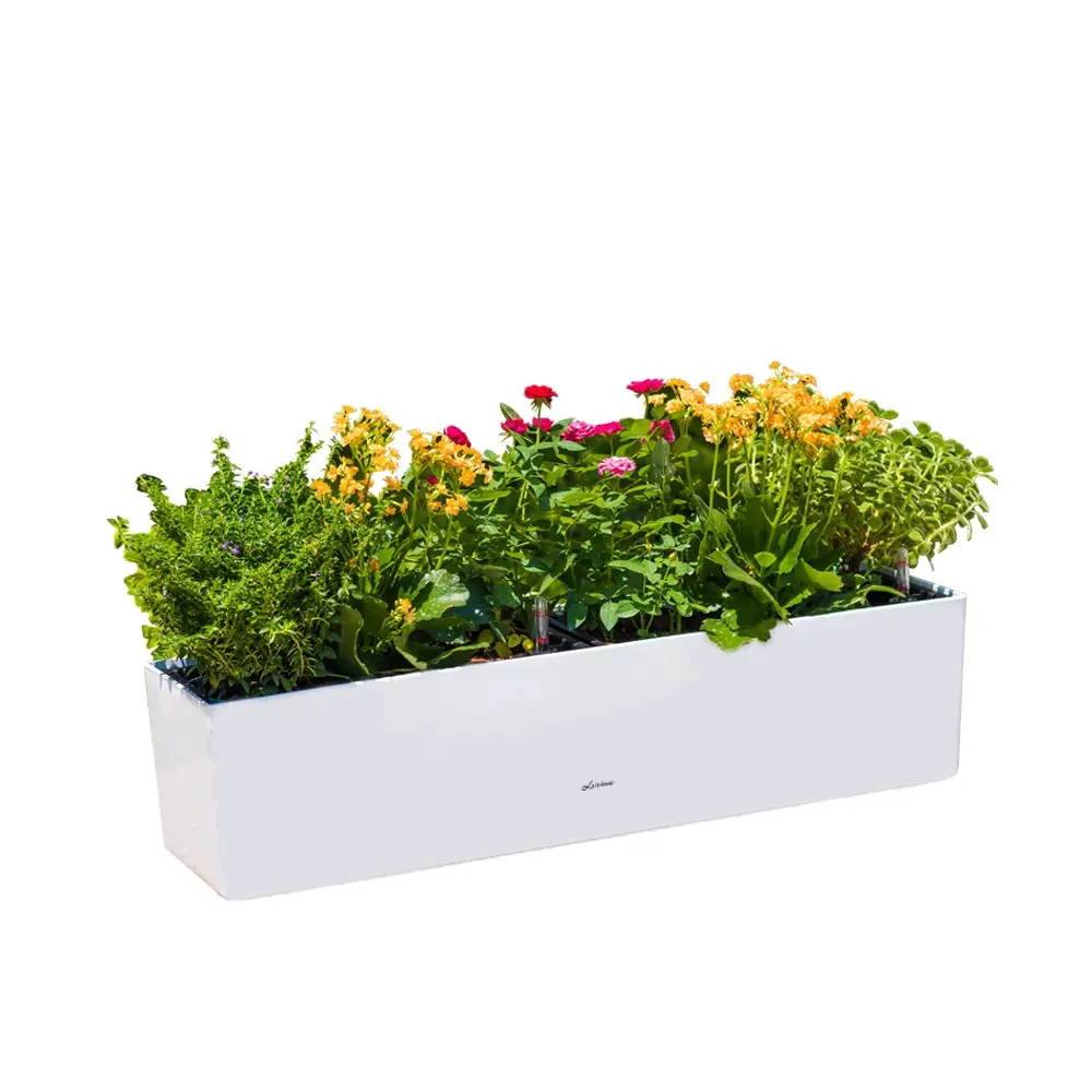 Reliable supplier best price white modern rectangle european style wall window box railing planter box flower pots for balconies