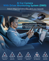 Caméra embarquée AI DMS 4K, caméra embarquée Sony Starvis 2, boîte noire de voiture, caméra embarquée 4 objectifs, enregistreur de conduite avec vision nocturne