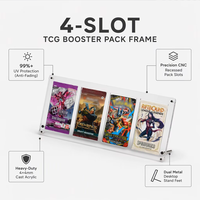 Support de Présentation Personnalisé à 4 Emplacements en Acrylique pour Boosters, Cadre à Visser avec Protection UV pour Cartes de Jeu TCG