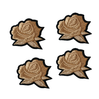 Patchs de broderie rose Golden Thread personnalisés pour vêtement