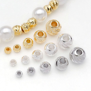 Perles facettées en alliage de zinc plaquées or et argent, taille moyenne, pour accessoires de bijoux DIY - Product Image 2