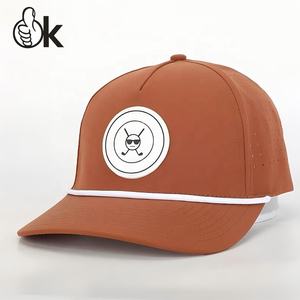 Gorras de camionero <span class=keywords><strong>Von</strong></span> holandesas perforadas con agujero cortado, logotipo de 5 paneles, gorra de cuerda con ala ligeramente curvada, gorra de béisbol láser, gorra deportiva de Golf para papá - Product Image 4