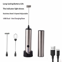 Mousseur à lait électrique en acier inoxydable rechargeable par USB, batteur à œufs, mixeur portatif, mini mousseur à lait, mousseur automatique moderne