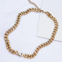 Collar con Colgante de Letra Inicial Personalizada, Cadena Cubana de Acero Inoxidable Chapado en Oro para Hombre y Mujer