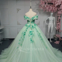Robes de Quinceanera vert sauge robe de bal Appliques florales dentelle dos Corset pour les filles douces fête Lsany16