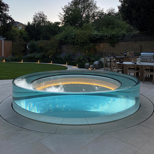 HUASHUAITE <span class=keywords><strong>Piscine</strong></span> <span class=keywords><strong>hors</strong></span> <span class=keywords><strong>sol</strong></span> ronde en acrylique plastique PMMA Perspex de grande taille, épaisseur 2-200 mm, pour adultes, extérieur - Product Image 3