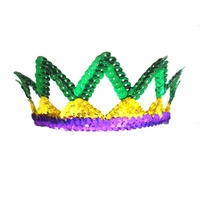 Coussin d'air pour fête et événements, diadème pour carnaval, soirée, fête, carnaval, or, vert, violet, à paillettes, diadème pour Mardi Gras