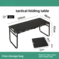 Table à manger pliante tactique, équipement de camping portable pour l'extérieur, en acier au carbone et alliage d'aluminium, 6 places