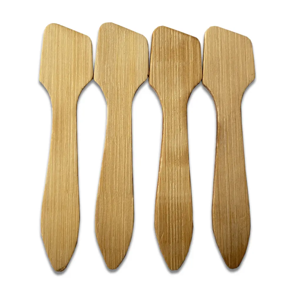 Mini thìa gỗ dùng một lần cong Scoop Kem trang điểm phân hủy sinh học thanh tre mỹ phẩm spatulas