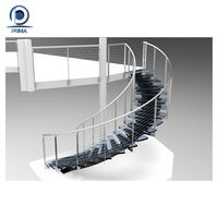 Marchepied moderne personnalisable en acier au carbone Bande de roulement en bois Escalier en colimaçon préfabriqué d'extérieur Design Escalier circulaire d'intérieur en métal