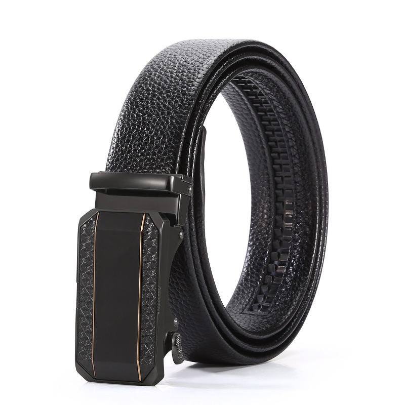 Golden line [wrapped litchi pattern real belt body]] - 120cm