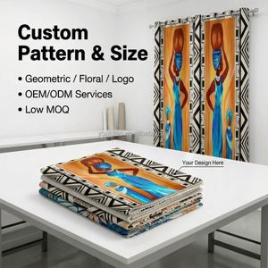 <span class=keywords><strong>Rideaux</strong></span> occultants haut de gamme 95% avec impression 3D afrocentrique personnalisable, motifs artistiques colorés de femmes africaines, bordure tribale, à œillets, 100% occultants - Product Image 4