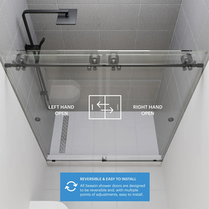 USA Cổ Khách Sạn Phòng Tắm Không Khung Cong Duy Nhất Trượt Bypass Tắm Cửa Với 8Mm/10Mm/12Mm Tempered Glass Phân Vùng - Product Image 6