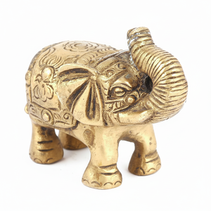 Statue d'éléphant faite à la main Figurine dorée en laiton Bronze Sculptures Home Decor Articles cadeaux en SBF-588 en vrac - Product Image 1