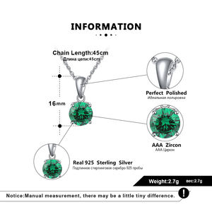 RINNTIN SN118 de moda collar de plata esterlina 925 al por mayor de joyería las mujeres accesorios CZ cristal personalizado collares - Product Image 4