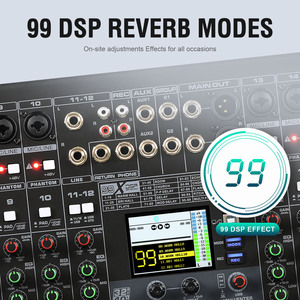 Mezcladora de Audio Profesional BTS24 de 24 Canales con 99 Efectos DSP, Ecualizador Gráfico de 7 Bandas, Tarjeta de Sonido USB y Bluetooth, Consola de Mezclas para Escenario - Product Image 3