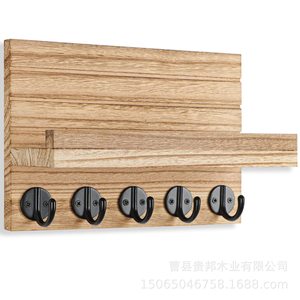 Wooden Wall Mounted Mail Key Holder With <b>Hooks</b> For Home Organization - Product Image 5