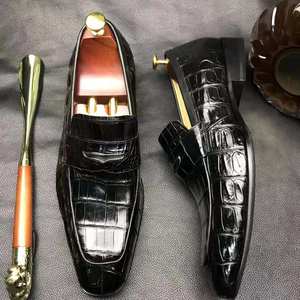Goodyear Welt Luxury Penny <span class=keywords><strong>Mocasines</strong></span> Zapatos para hombres Zapatos formales de cuero de cocodrilo genuino Hombre Oficina Vestido de piel de cocodrilo Zapatos de hombre - Product Image 6